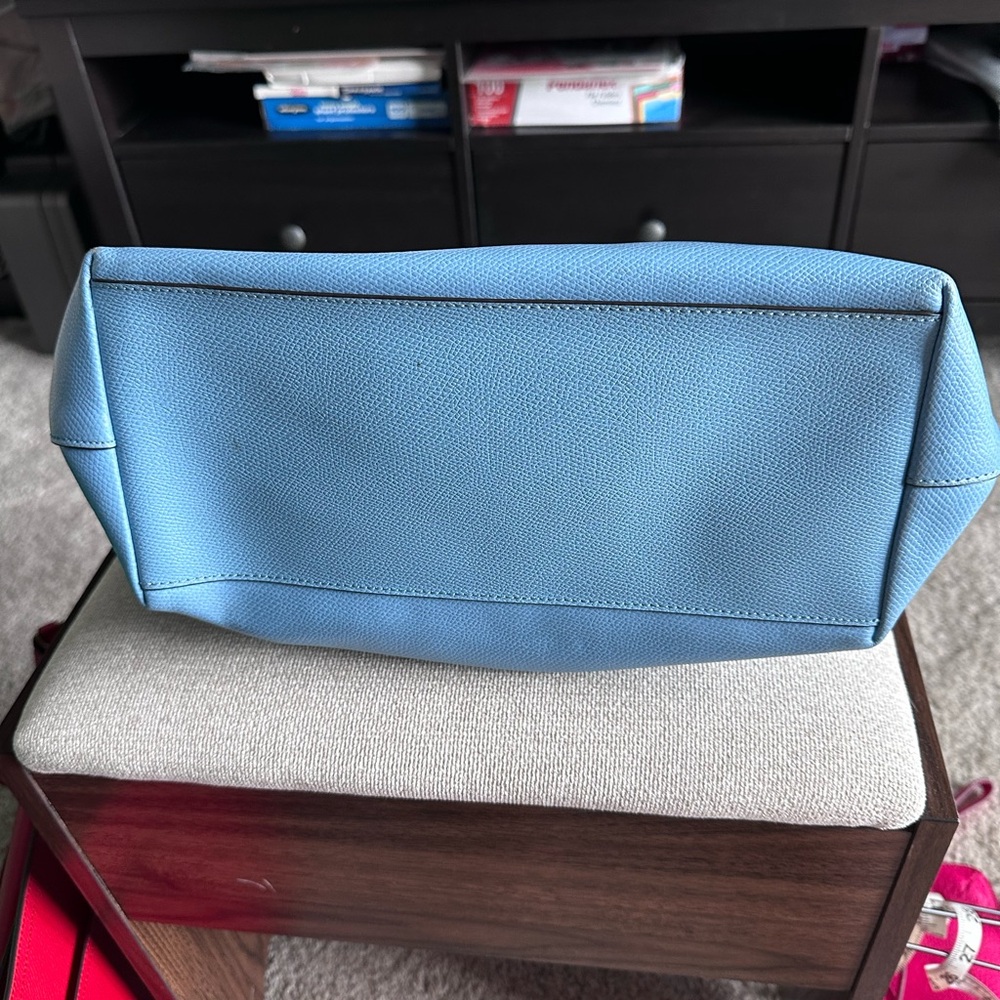 Coach Light Blue Leather Tote with Signature Tag - Picture 5 of 8